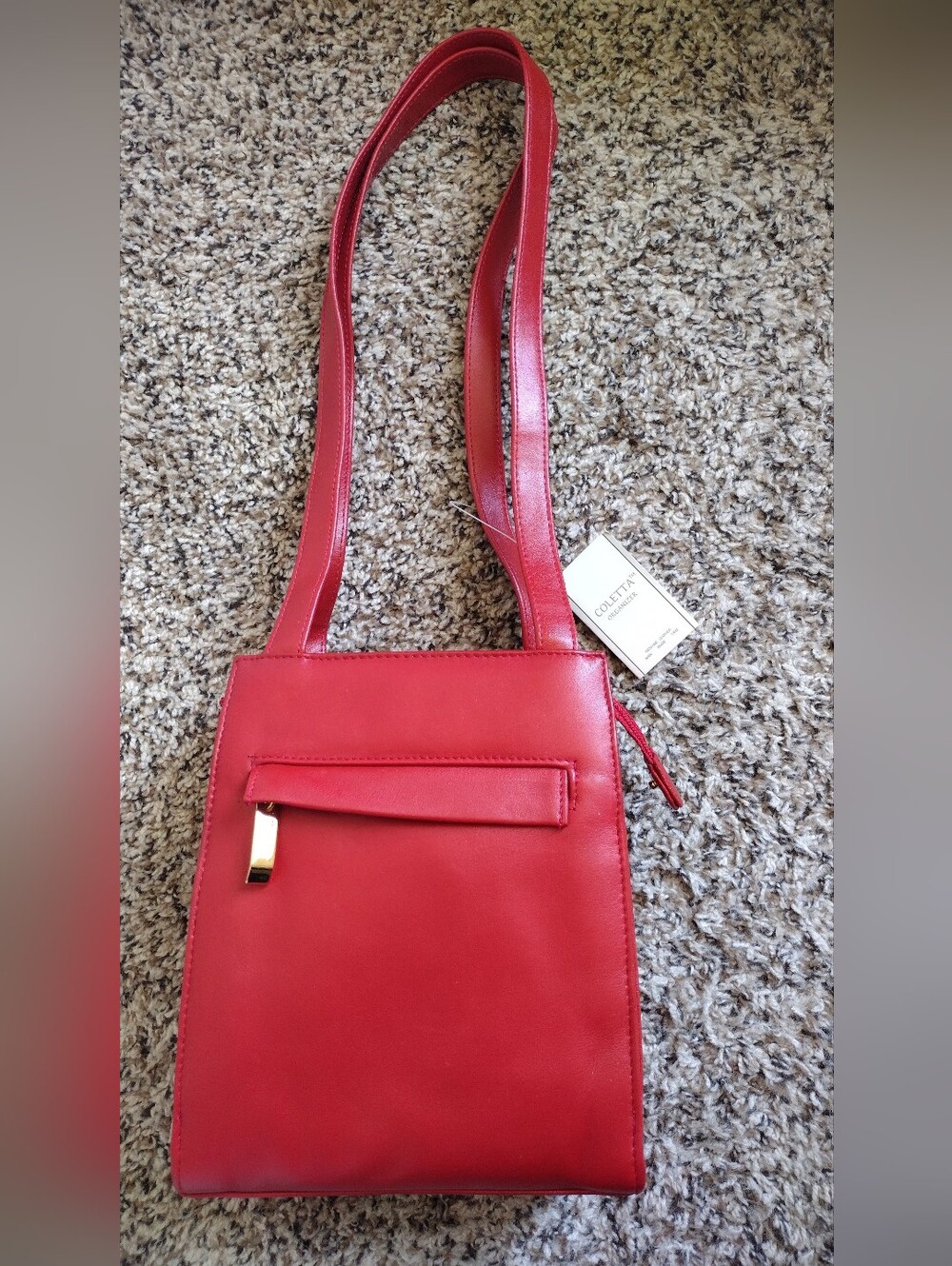Classic Red Crossbody Bag with Gold Accent